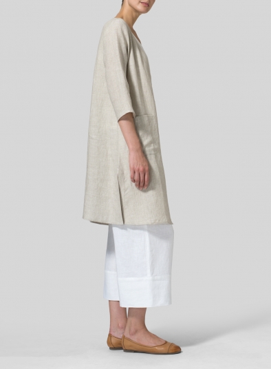 Linen Single-Button Oversized Jacket