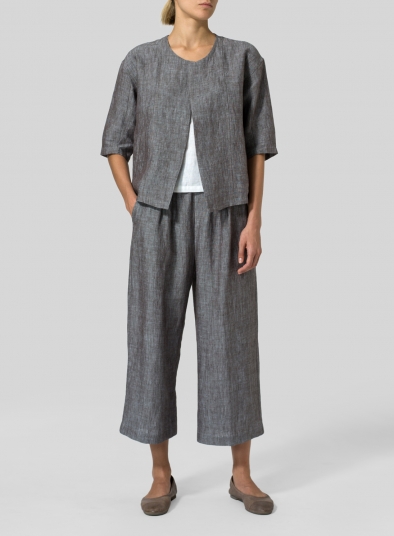 Linen Open Front Jacket