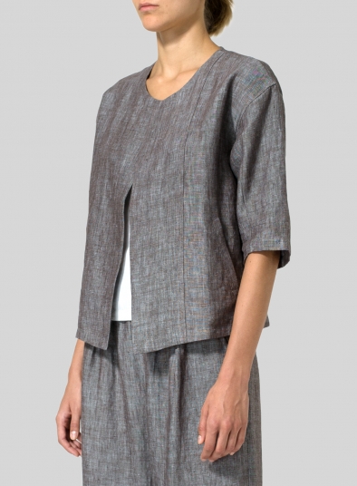 Linen Open Front Jacket