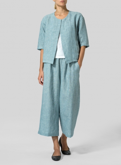 Linen Open Front Jacket