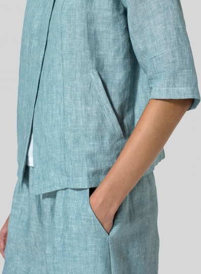 Linen Open Front Jacket