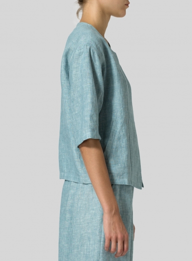 Linen Open Front Jacket