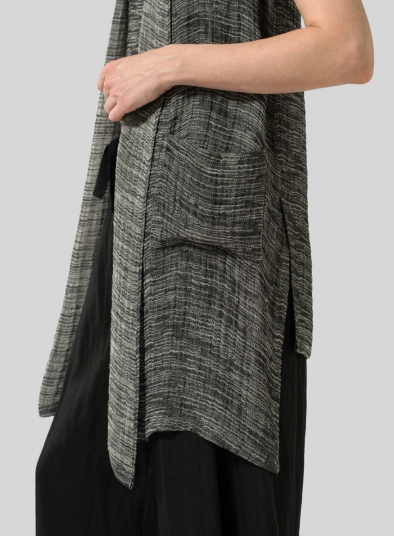 Linen Blend Stripe Hi-Lo Hem Vest