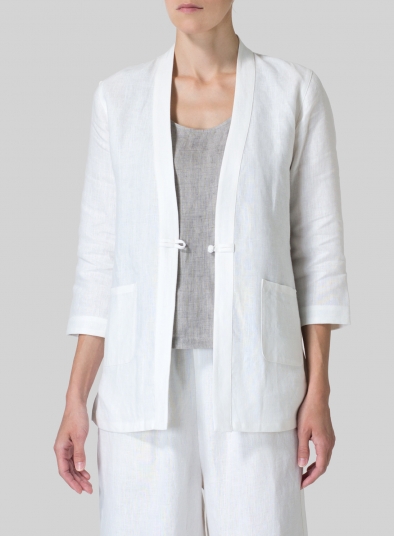 Linen Handmade Knot Button Tapered Jacket