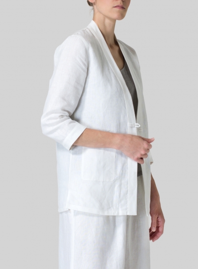 Linen Handmade Knot Button Tapered Jacket