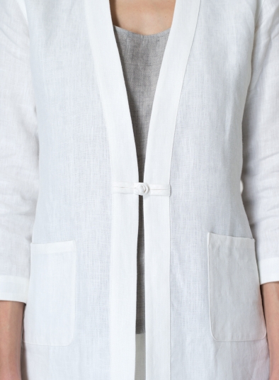 Linen Handmade Knot Button Tapered Jacket