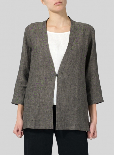 Linen Handmade Knot Button Tapered Jacket
