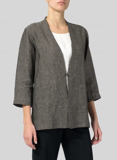 Linen Handmade Knot Button Tapered Jacket