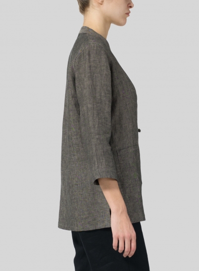 Linen Handmade Knot Button Tapered Jacket