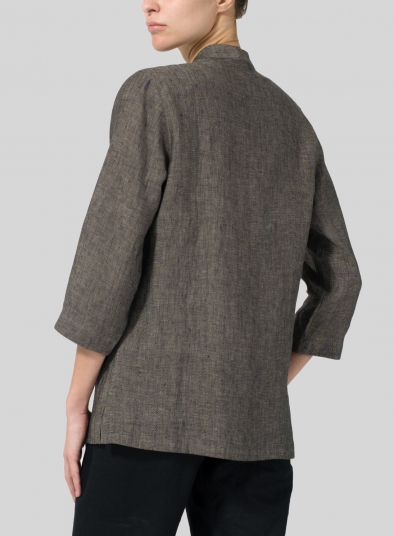 Linen Handmade Knot Button Tapered Jacket