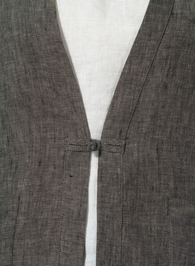 Linen Handmade Knot Button Tapered Jacket