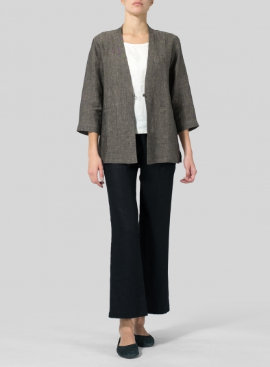 Linen Handmade Knot Button Tapered Jacket