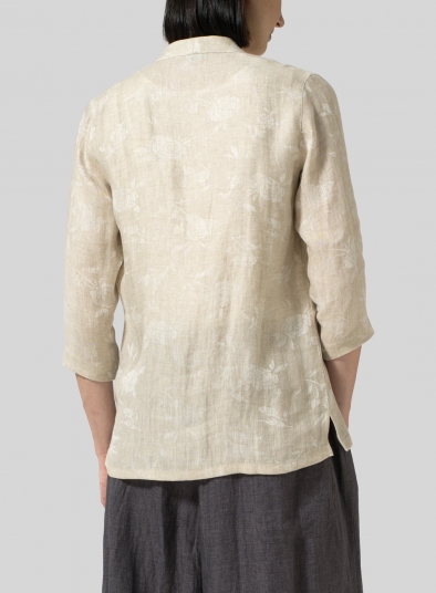 Jacquard Linen Handmade Knot Button Tapered Jacket