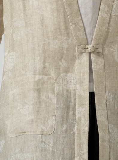 Jacquard Linen Handmade Knot Button Tapered Jacket