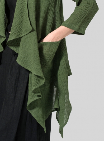 Linen Waterfall Open Gauze Jacket