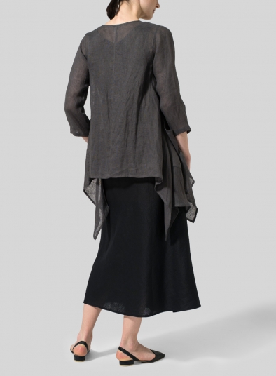 Woven Linen Waterfall Open Jacket