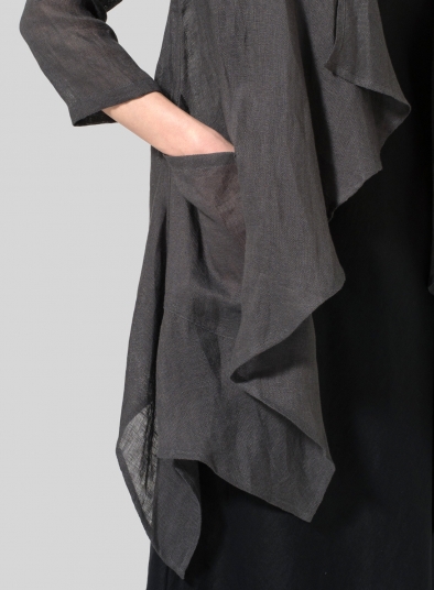 Woven Linen Waterfall Open Jacket