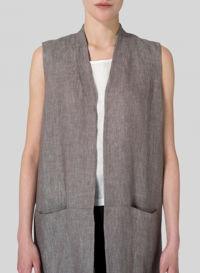 Twill Weave Linen Long Vest