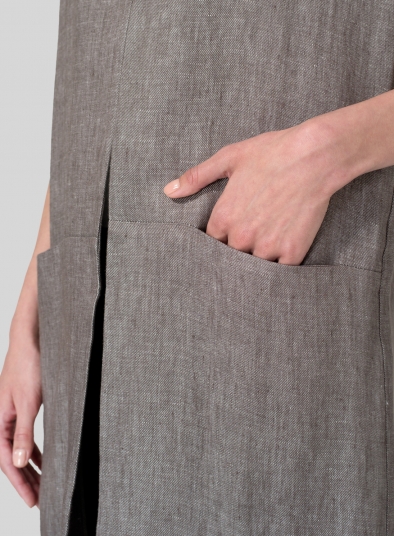 Twill Weave Linen Long Vest