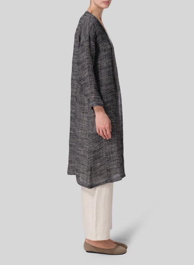 Gauze Linen Blend Stripe Long Jacket