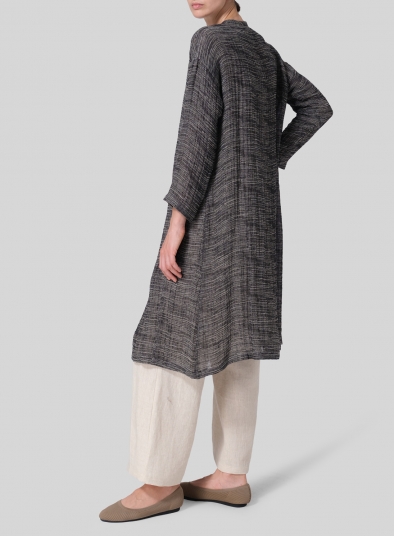 Gauze Linen Blend Stripe Long Jacket