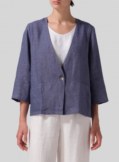 Linen Classic Single-Button Jacket