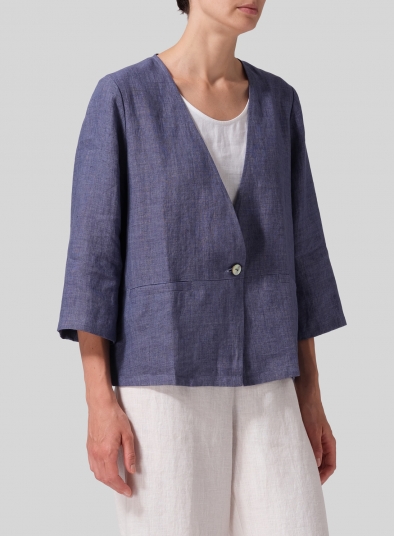 Linen Classic Single-Button Jacket