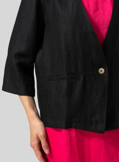 Linen Single-Button Boxy Fit Jacket