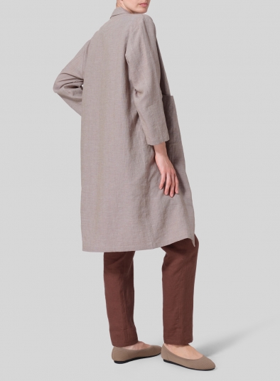 Linen Dropped Shoulder Box Coat
