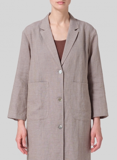Linen Dropped Shoulder Box Coat