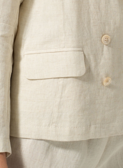 Linen Double-Breasted Cropped Blazer