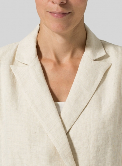 Linen Double-Breasted Cropped Blazer