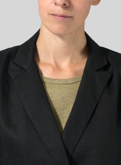 Linen Double-Breasted Cropped Blazer