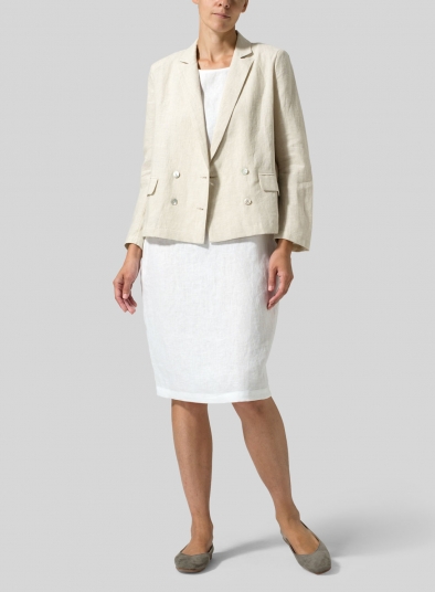 Linen Double-Breasted Cropped Blazer