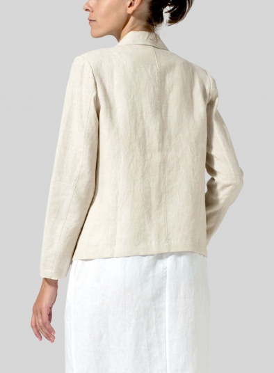 Linen Double-Breasted Cropped Blazer