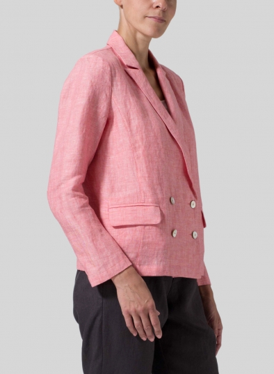 Linen Double-Breasted Cropped Blazer