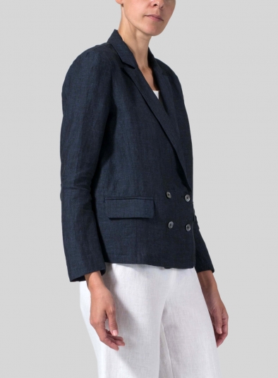 Linen Double-Breasted Cropped Blazer