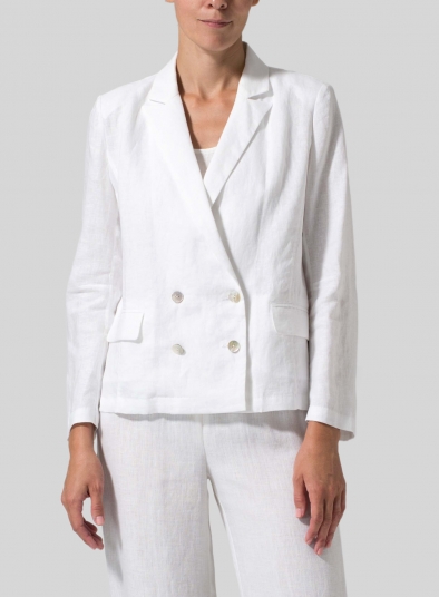 Linen Double-Breasted Cropped Blazer