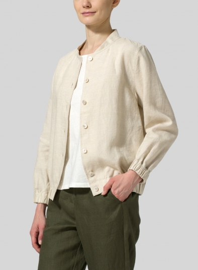 Linen Mini Stand Collar Jacket
