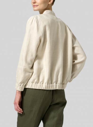 Linen Mini Stand Collar Jacket