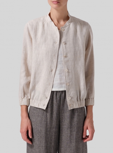 Linen Mini Stand Collar Jacket