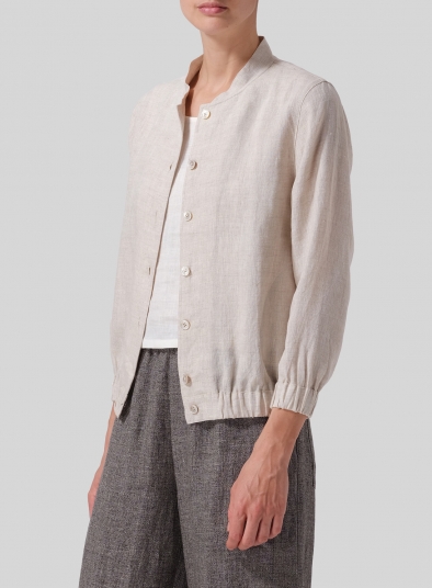 Linen Mini Stand Collar Jacket