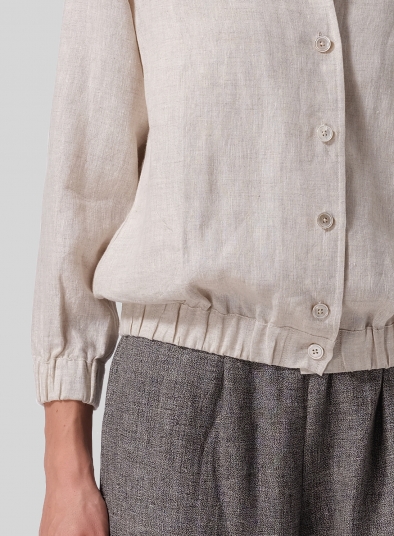 Linen Mini Stand Collar Jacket