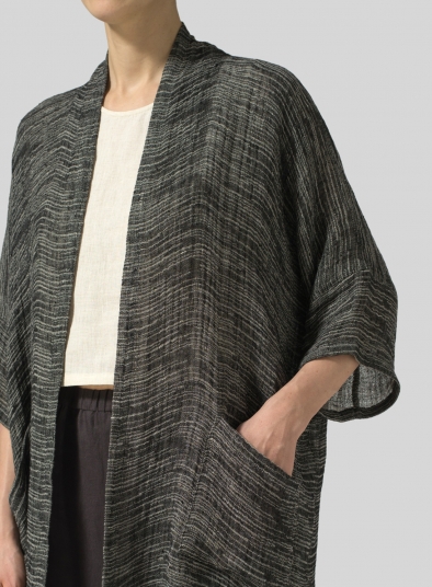 Gauze Linen Longline Oversized Cardigan