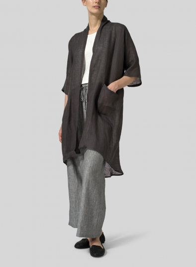 Gauze Linen Longline Oversized Cardigan