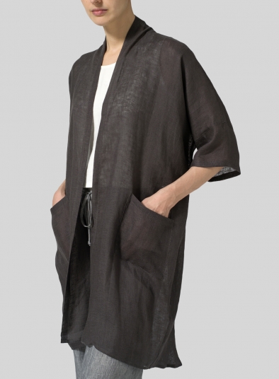 Gauze Linen Longline Oversized Cardigan