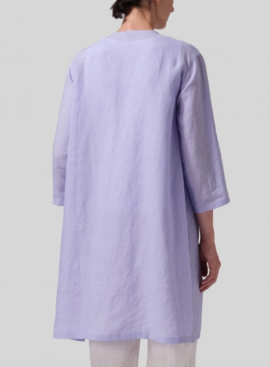 Linen Single-Button Long Blouse