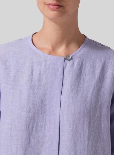 Linen Single-Button Long Blouse