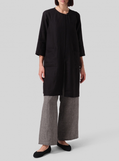 Linen Single-Button Long Blouse