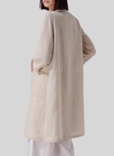 Linen Single-Button Long Blouse